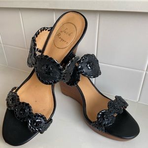 Jack Rogers Luccia Leather Wedge Sandal, Black